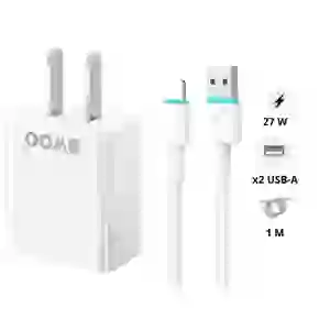 Sạc BWOO 2 cổng USB-A kèm cáp Lightning US CDA64L
