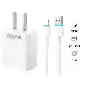 Sạc BWOO 2 cổng USB-A kèm cáp Lightning US CDA61L