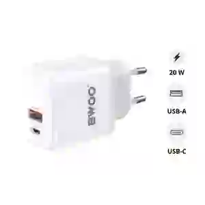 Sạc nhanh BWOO 2 cổng (USB-A + USB-C) 20W EU CDA157