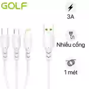 Cáp Golf 3 In 1 Sạc Nhanh 3A GC-85 Dài 1m
