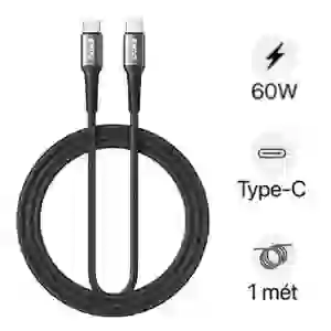 Cáp sạc nhanh BWOO Type-C to Type-C 60W X288C-C dài 1M