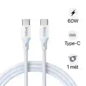 Cáp sạc nhanh BWOO Type-C to Type-C PD 60W X282C-C dài 1M