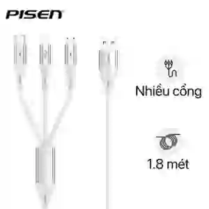 Cáp sạc Pisen Star Speed 3-in-1 (Lightning/Type-C/ Micro) 1.8m