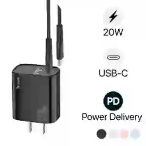 Sạc Trusmi cổng 1A1C PD 20w kèm cáp Type-C to Type-C 60w (US) CH11
