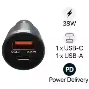 Sạc nhanh ô tô Mini Trusmi 1 Usb-A + 1 Usb-C 38w CC05