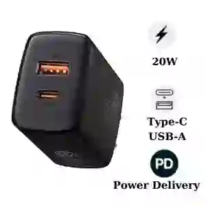 Sạc nhanh Baseus compact 2 cổng (USB-A + USB-C) 20W