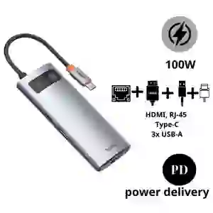 Hub Chuyển ĐổI Baseus Metal Gleam Type-C 6 Trong 1