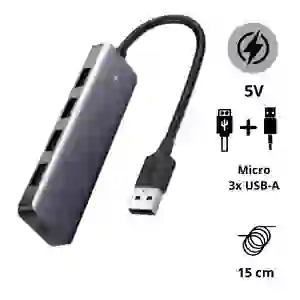 Hub chuyển đổi Ugreen 4 cổng USB 3.0 + Micro USB, vỏ mạ kim loại, siêu mỏng CM219 50985