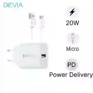 Combo Sạc DEVIA Kèm Cáp MICRO USB V2 Trắng
