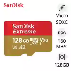 Thẻ nhớ Micro SDXC Sandisk Extreme V30 A2 160MB/S 128GB-Đen