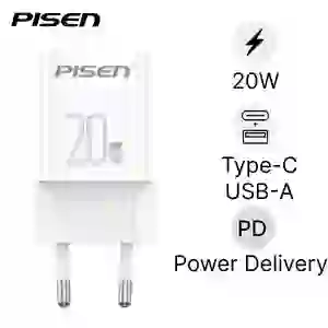 Củ sạc kèm cáp Type-C - Lightning Pisen Quick - Vivid 20W 1C1A Gan EU CL 1200