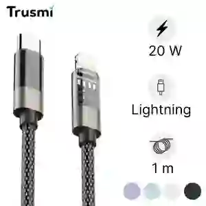 Cáp Trusmi Usb-C to Lightning Led Rainbow PD 20w dài 1m