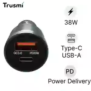 Sạc nhanh ô tô Mini Trusmi 1 Usb-A + 1 Usb-C 38w CC05