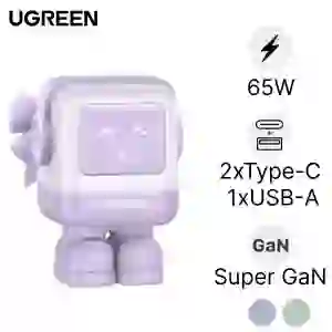 Sạc Ugreen Robot CD361 3 cổng 2 USB-C và USB-A Gan 65w