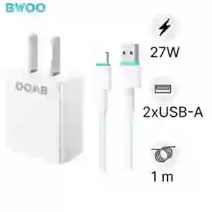 Sạc BWOO 2 cổng USB-A kèm cáp Lightning US CDA61L