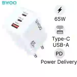 Sạc nhanh BWOO 3 cổng (USB-A + 2 USB-C) 65W GAN EU CDA147