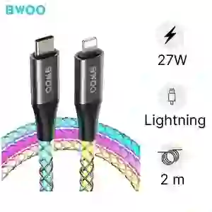 Cáp sạc nhanh BWOO Type-C to Lightning PD 27W đèn led X279C-L dài 2M
