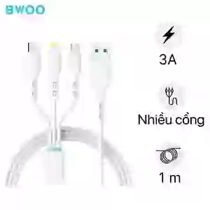 Cáp sạc nhanh BWOO 3 IN 1 3A X173 dài 1M