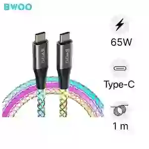 Cáp sạc nhanh BWOO Type-C to Type-C 65W đèn led X278 dài 1M