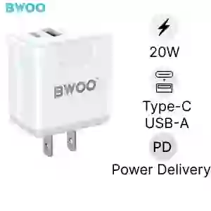 Sạc nhanh BWOO 2 cổng (USB-A + USB-C) 20W US CDA166