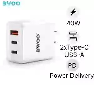 Sạc nhanh BWOO 3 cổng (USB-A + 2 USB-C) 40W US CDA139