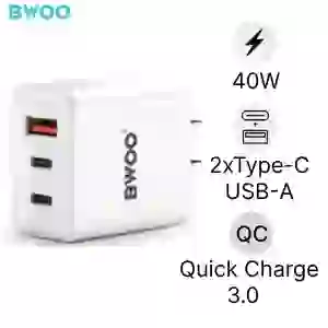 Sạc nhanh BWOO 3 cổng (USB-A + 2 USB-C) 40W US CDA139