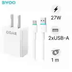 Sạc BWOO 2 cổng USB-A kèm cáp Micro US CDA64V