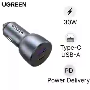 Sạc ô tô Ugreen 30W cổng USB-C + USB-A CD130 40858