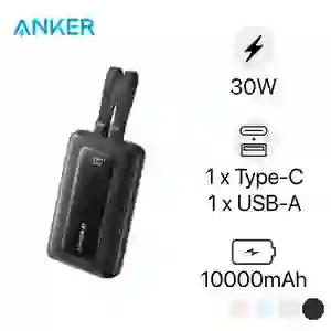 Pin sạc dự phòng Anker Zolo 10000mAh 30W 1a1c Tích Hợp Cáp C, L A1680
