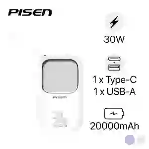 Pin dự phòng Pisen Quick Powerlink Color 30W 20.000mAh kèm cáp Lightning và Type-C D118