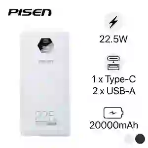 Pin dự phòng Pisen Quick Powerlink Cube 22.5W 20.000mAh kèm cáp Lightning và Type-C D192