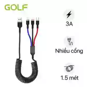 Cáp Golf 3A GC-72X 3 in 1 sạc nhanh dây dù 1.5M