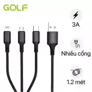 Cáp Golf 3A GC-86 3 in 1 sạc nhanh dây dù 1.2M