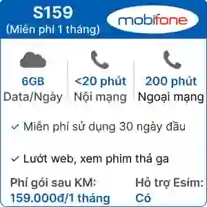 Sim 4G Mobifone S159 6GB/ngày có nghe gọi - 1 tháng (Thành phẩm)