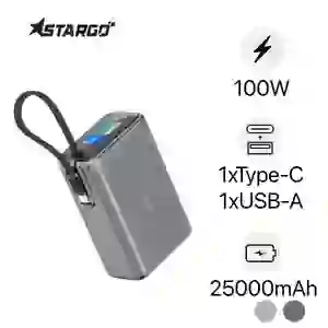 Pin dự phòng StarGO Hypercharge 25000mAh 100W tích hợp màn hình + cáp Type-C