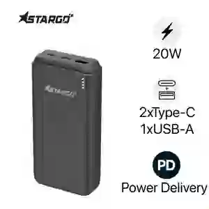 Pin dự phòng StarGO Star X2 Power 2C1A 20000mAh tích hợp cáp Type-C