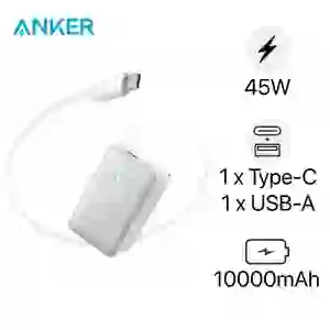 Pin sạc dự phòng Anker Nano 10000mAh 45w 1C1A tích hợp cáp USB-C A1638