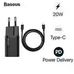 Combo Sạc Baseus Super SI 1 Cổng 20W Kèm Cáp USB-C To Lightning Dài 1M Đen