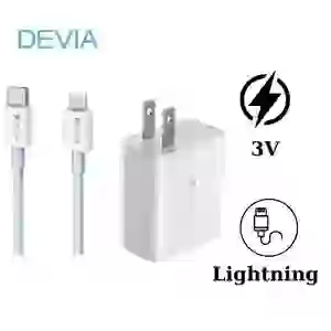 Combo sạc Devia V3 kèm cáp Lightning V3 Trắng