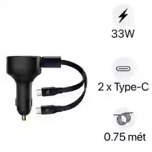 Sạc Baseus Enjoyment Retractable 2 in 1 C+C 33W