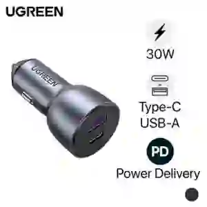 Sạc ô tô Ugreen 30W cổng USB-C + USB-A CD130 40858