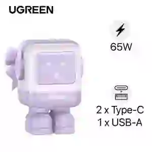 Sạc Ugreen Robot CD361 3 cổng 2 USB-C và USB-A Gan 65w