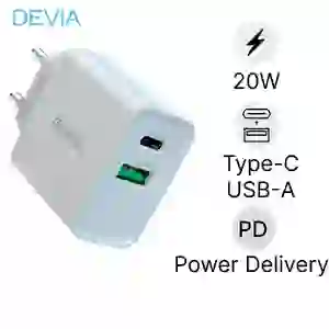 Củ sạc nhanh Devia 2 cổng Smart series 20W Type-C và USB