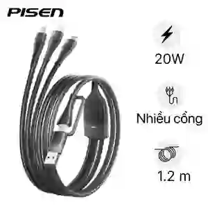 Cáp Pisen Pro Mars God 3-in-1 ( Lightning/Type-C/Micro) USB-A/USB-C 1.2m