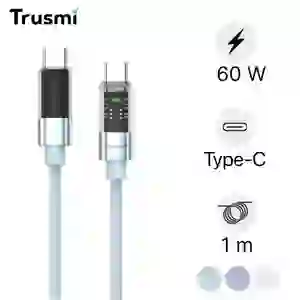 Cáp Trusmi Usb-C to Usb-C Led Rainbow 60w dài 1m
