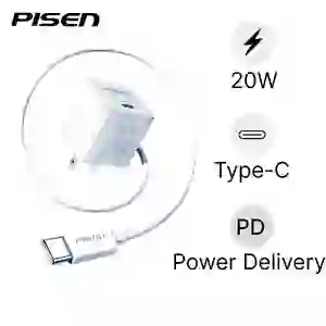 Sạc Pisen Quick PD 20W Pudding kèm cáp Type-C 2m