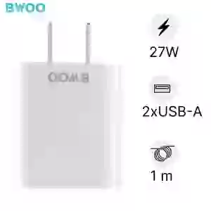Sạc BWOO 2 cổng USB-A kèm cáp Type-C US CDA64VC
