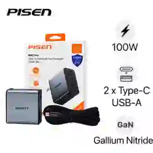 Sạc Pisen Bolt Pro 100W 2C1A Gan Fast kèm cáp Type-C to Type-C
