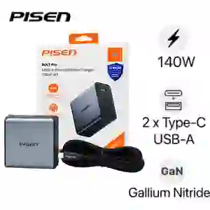 Sạc Pisen Bolt Pro 140W 2C1A Gan Fast kèm cáp Type-C to Type-C