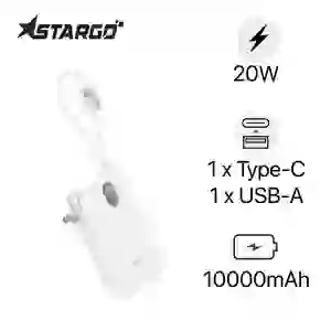 Pin dự phòng StarGO Gem 2+ 20000mAh 22.5W tích hợp cáp C+L, có chân cắm sạc